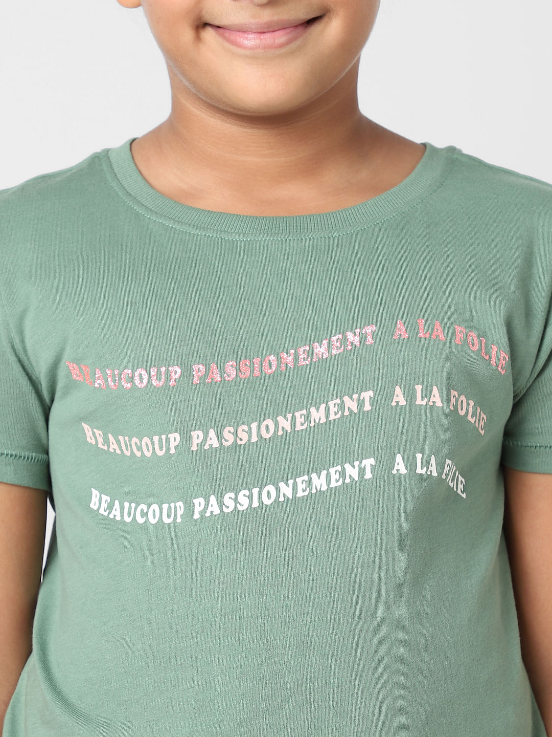 Girls Green Foil Print T-Shirt