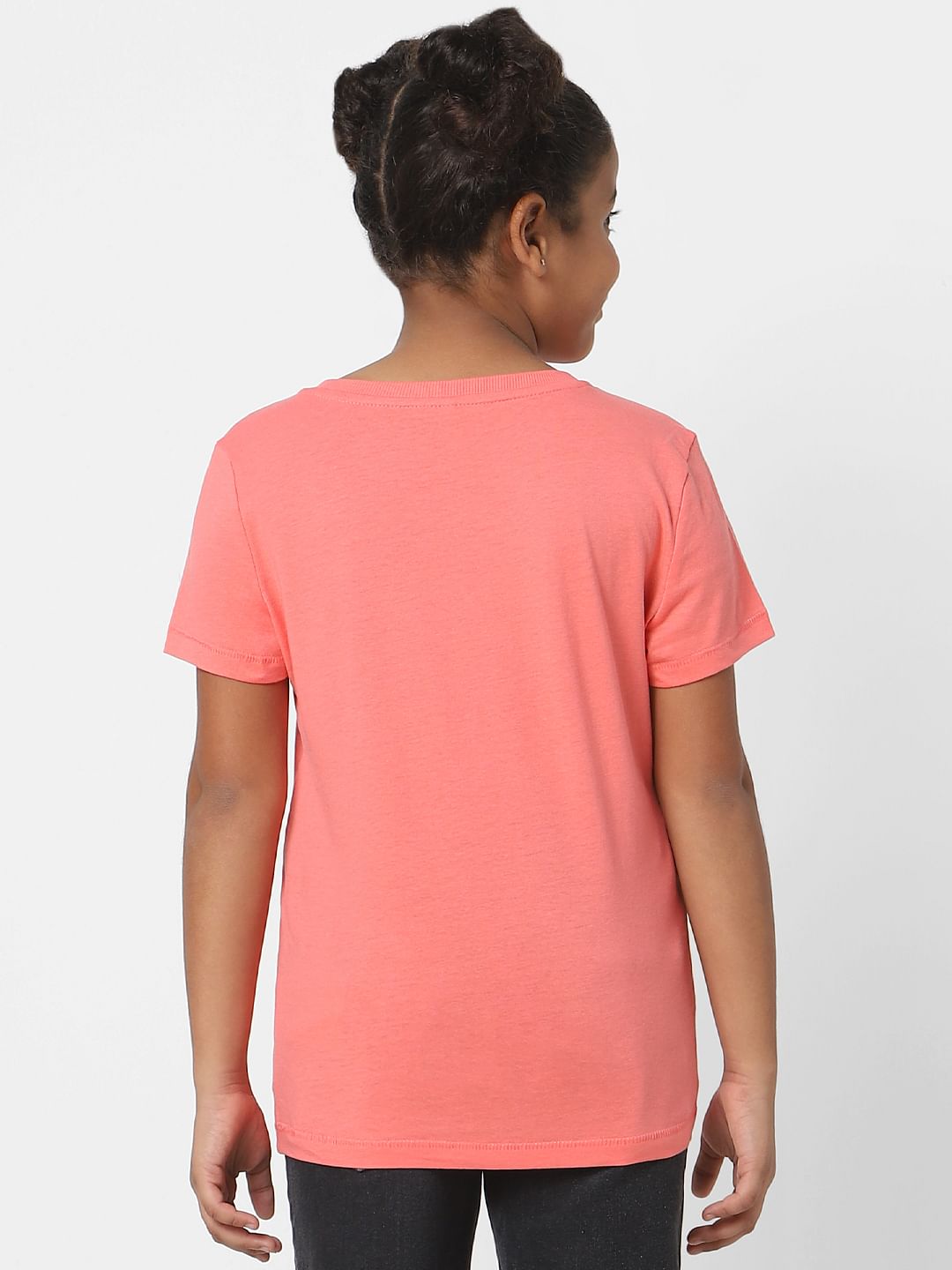 Girls Coral Slogan Print T-Shirt