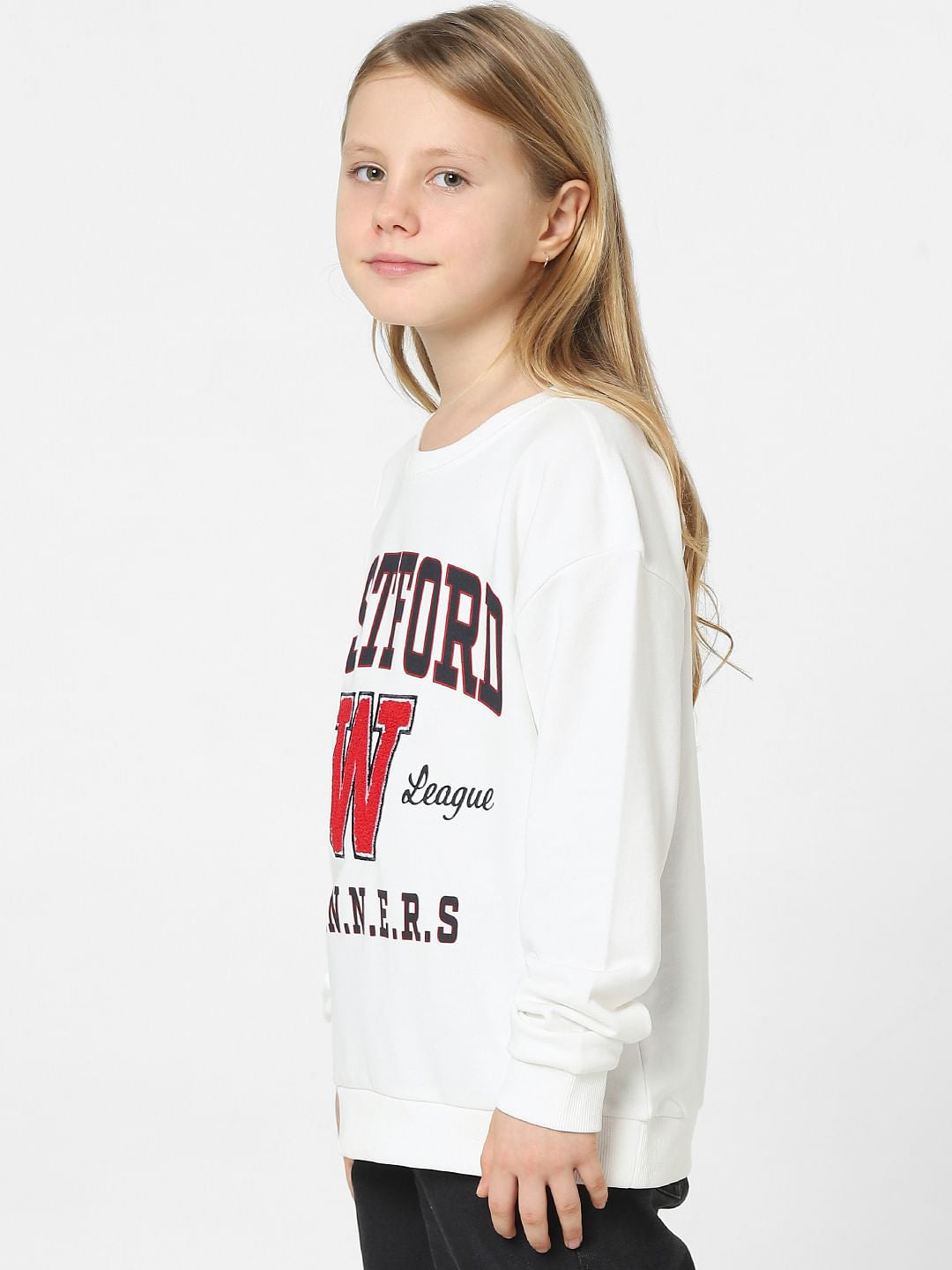 Girls White Varsity Sweatshirt
