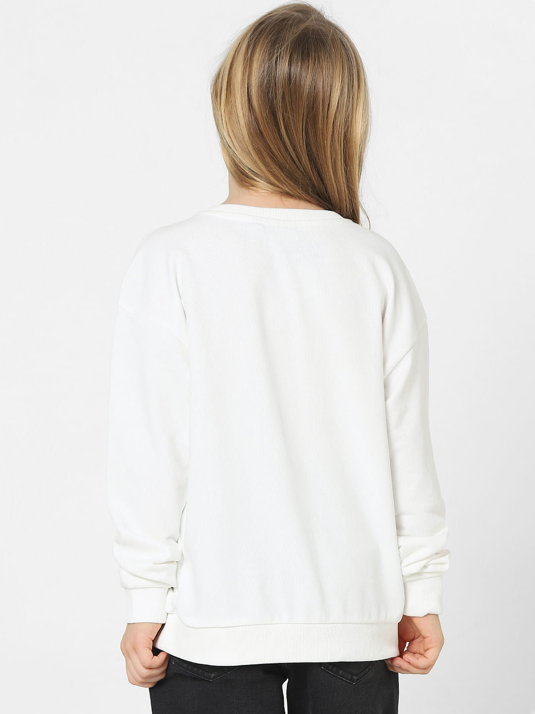 Girls White Varsity Sweatshirt