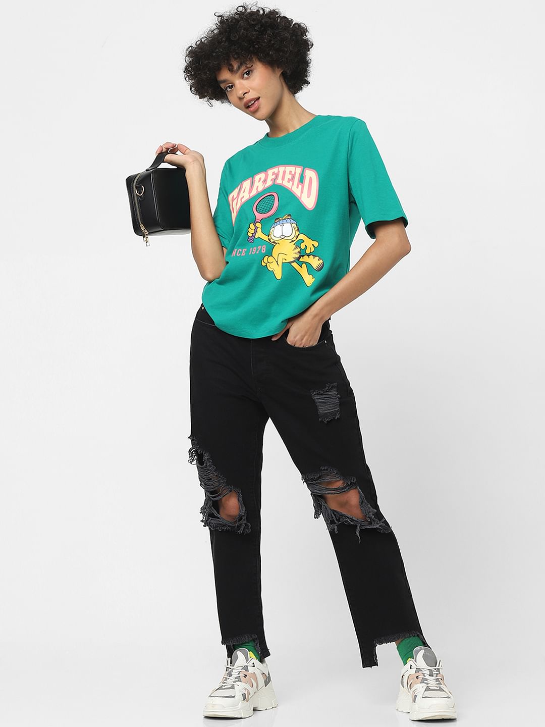 Black High Rise Ripped Straight Jeans