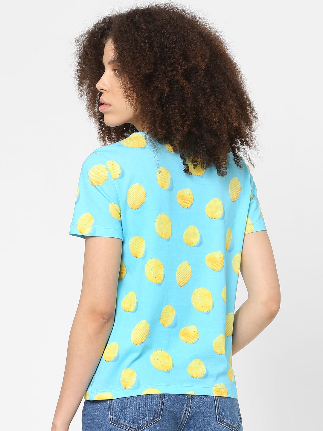 Blue Potato Chip Print T-Shirt