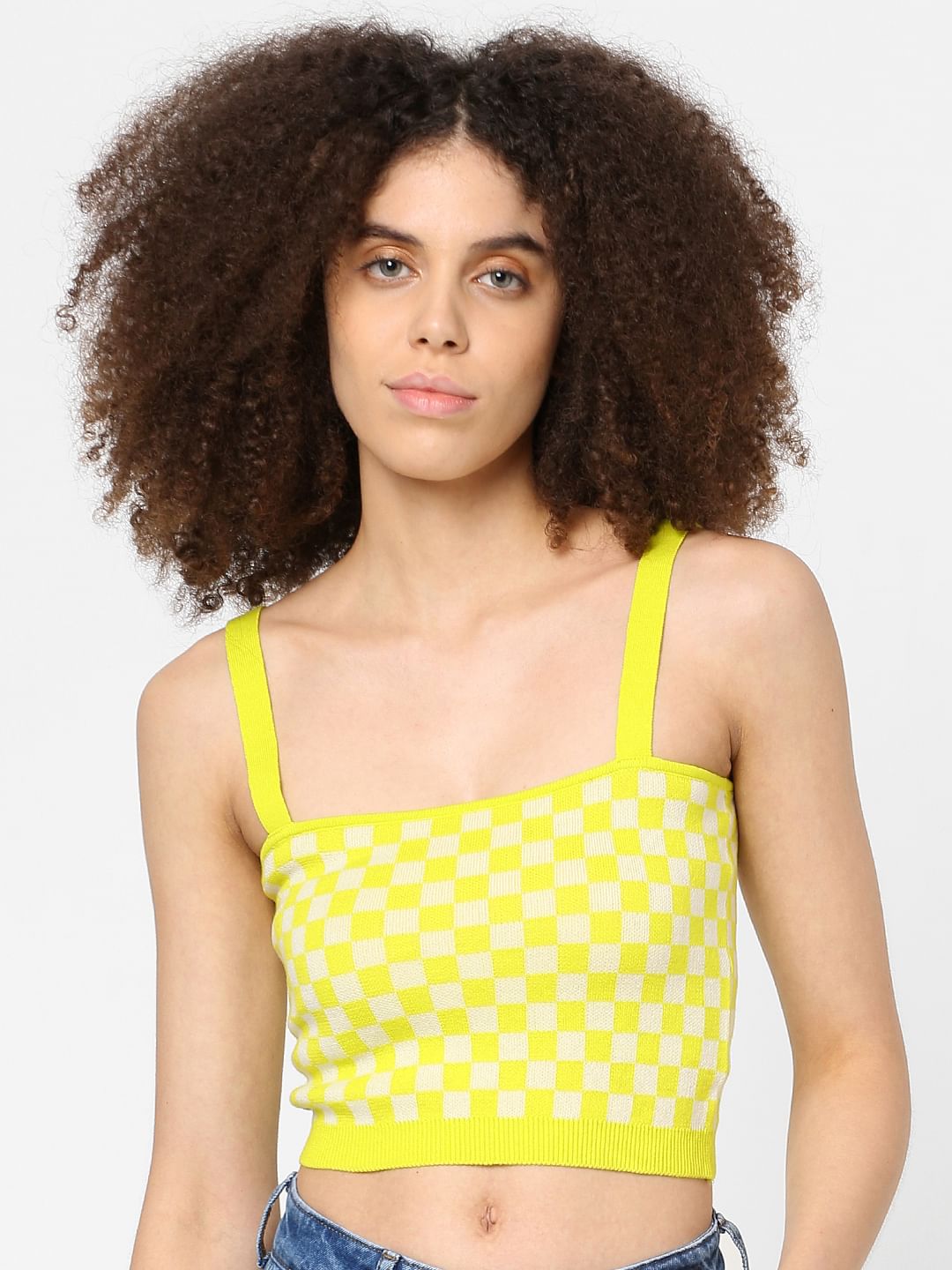 Checks Knit Crop Top