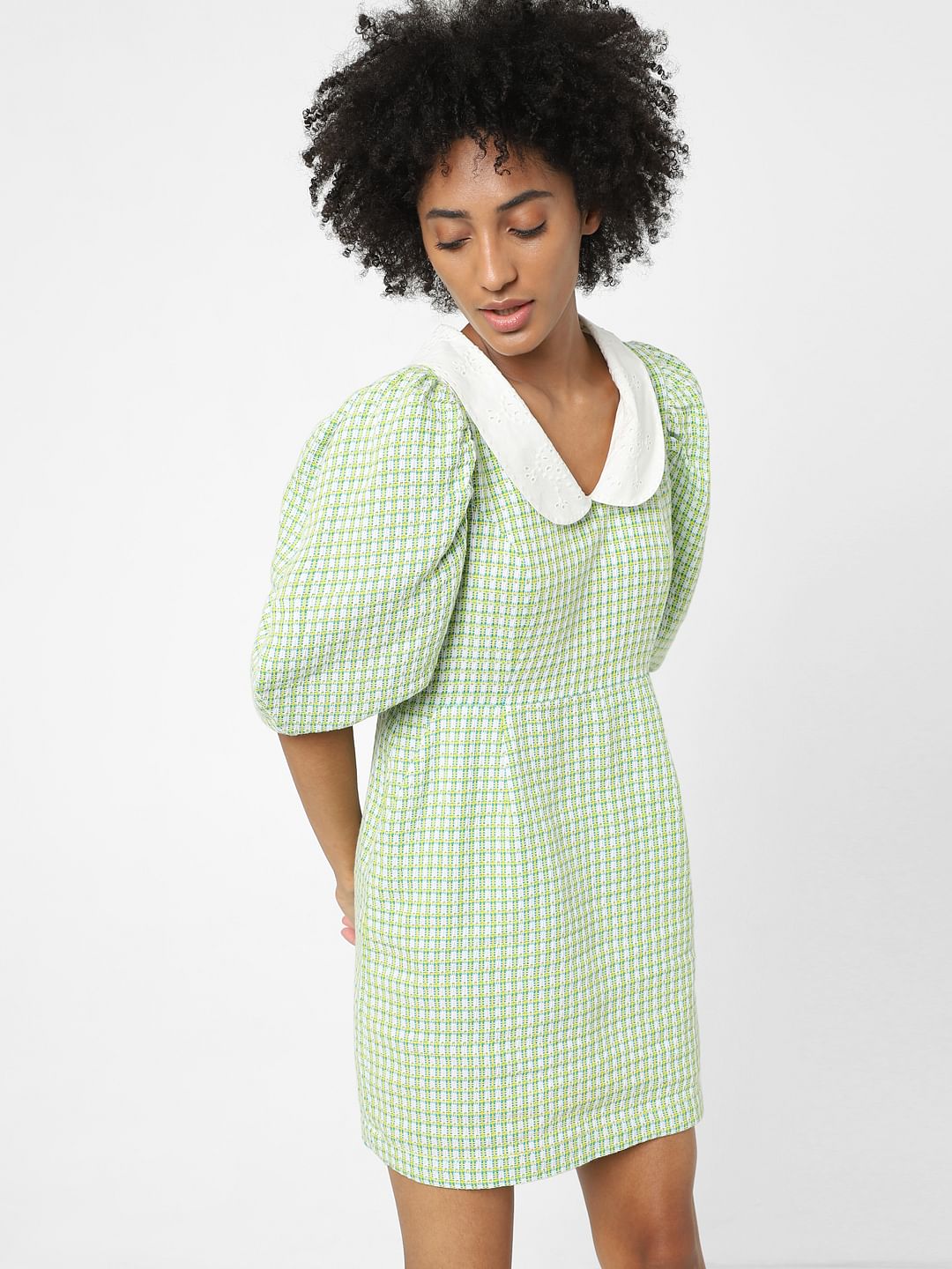 Green Check Tweed Dress