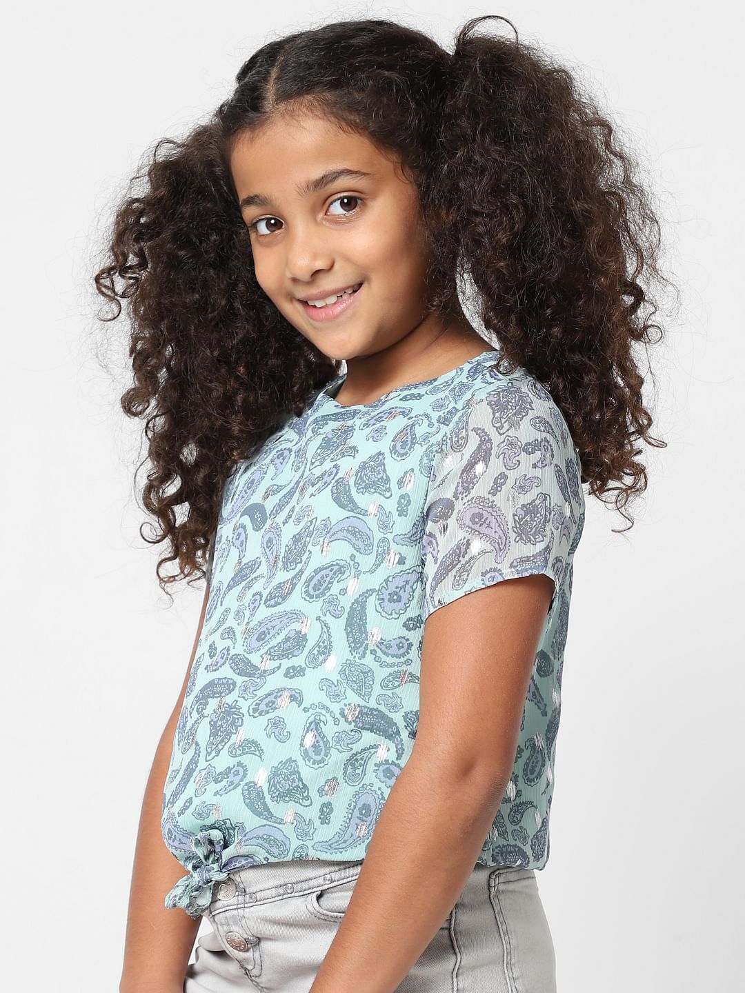 Girls Green Foil Print T-Shirt