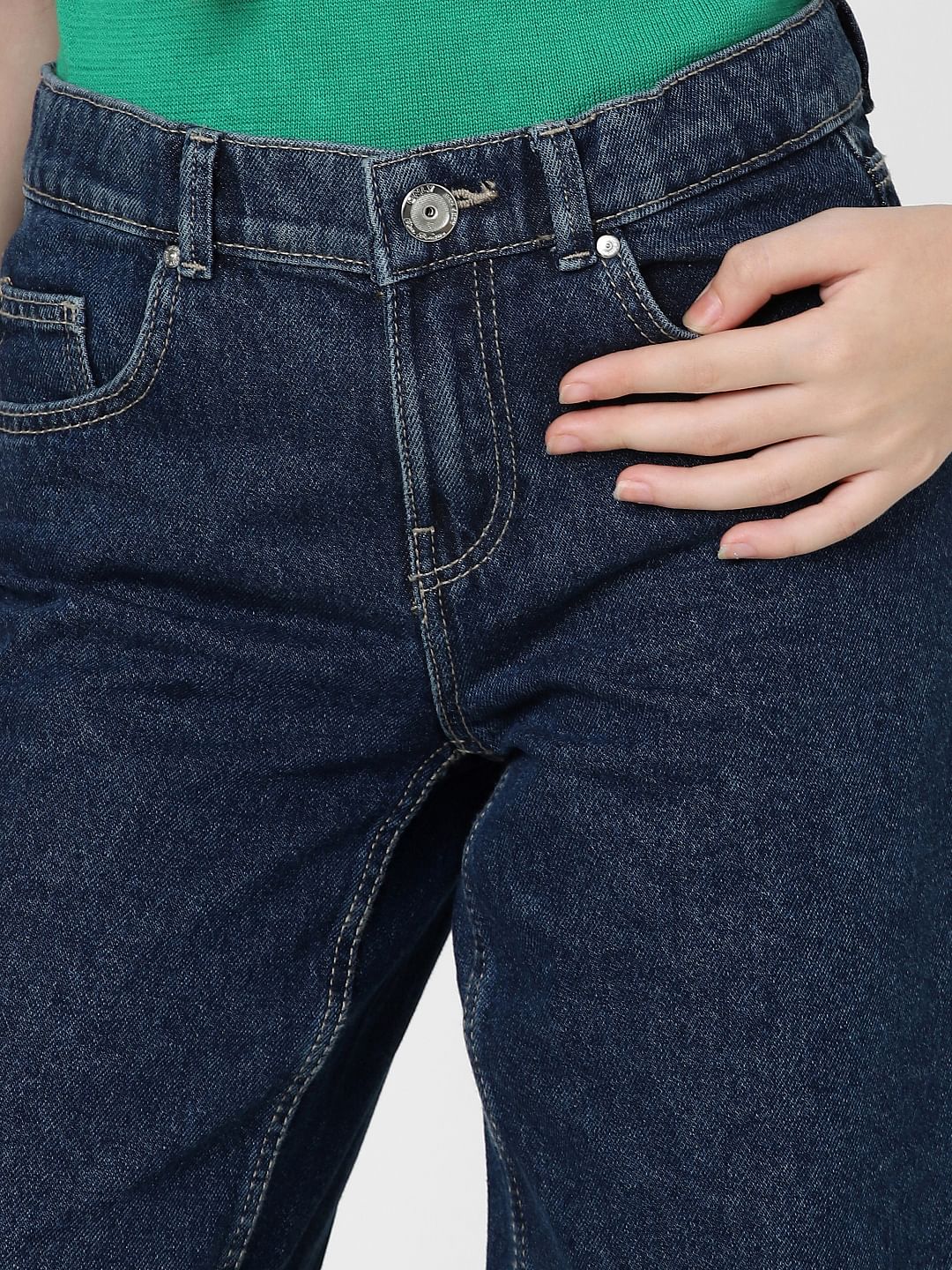 Dark Blue High Rise Carrot Fit Jeans