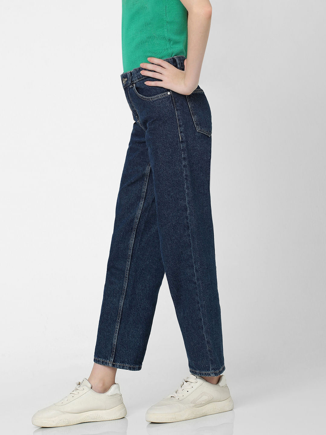 Dark Blue High Rise Carrot Fit Jeans