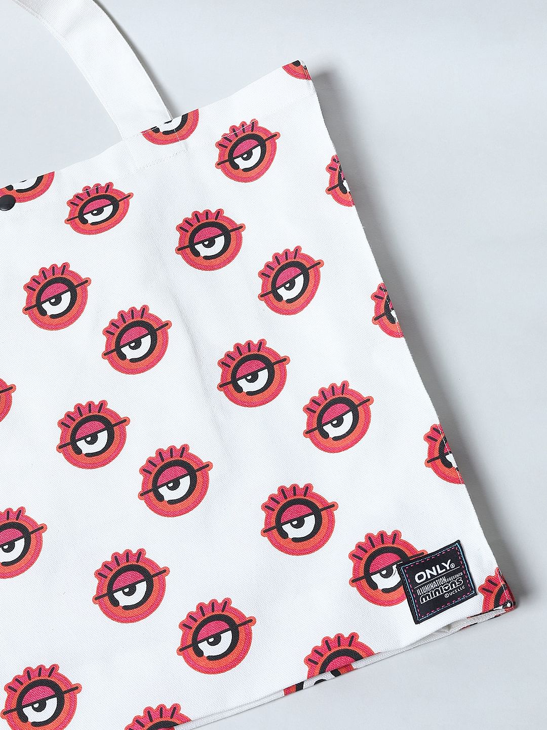 Only X Minions White Graphic Print Tote Bag