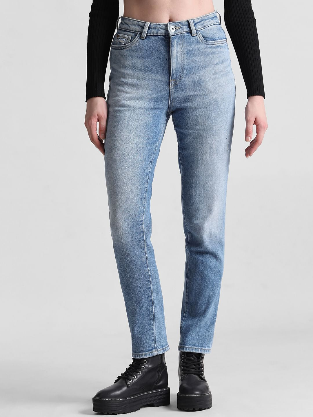 Light Blue High Rise Emily Straight Fit Jeans