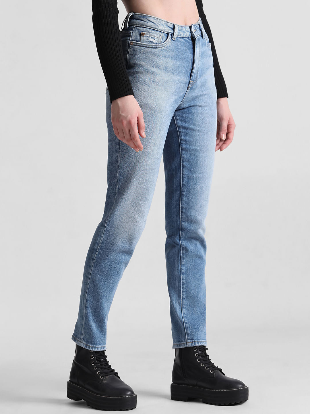 Light Blue High Rise Emily Straight Fit Jeans