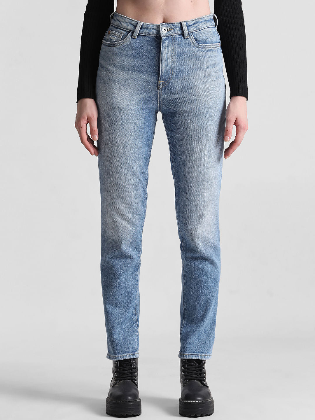 Light Blue High Rise Emily Straight Fit Jeans