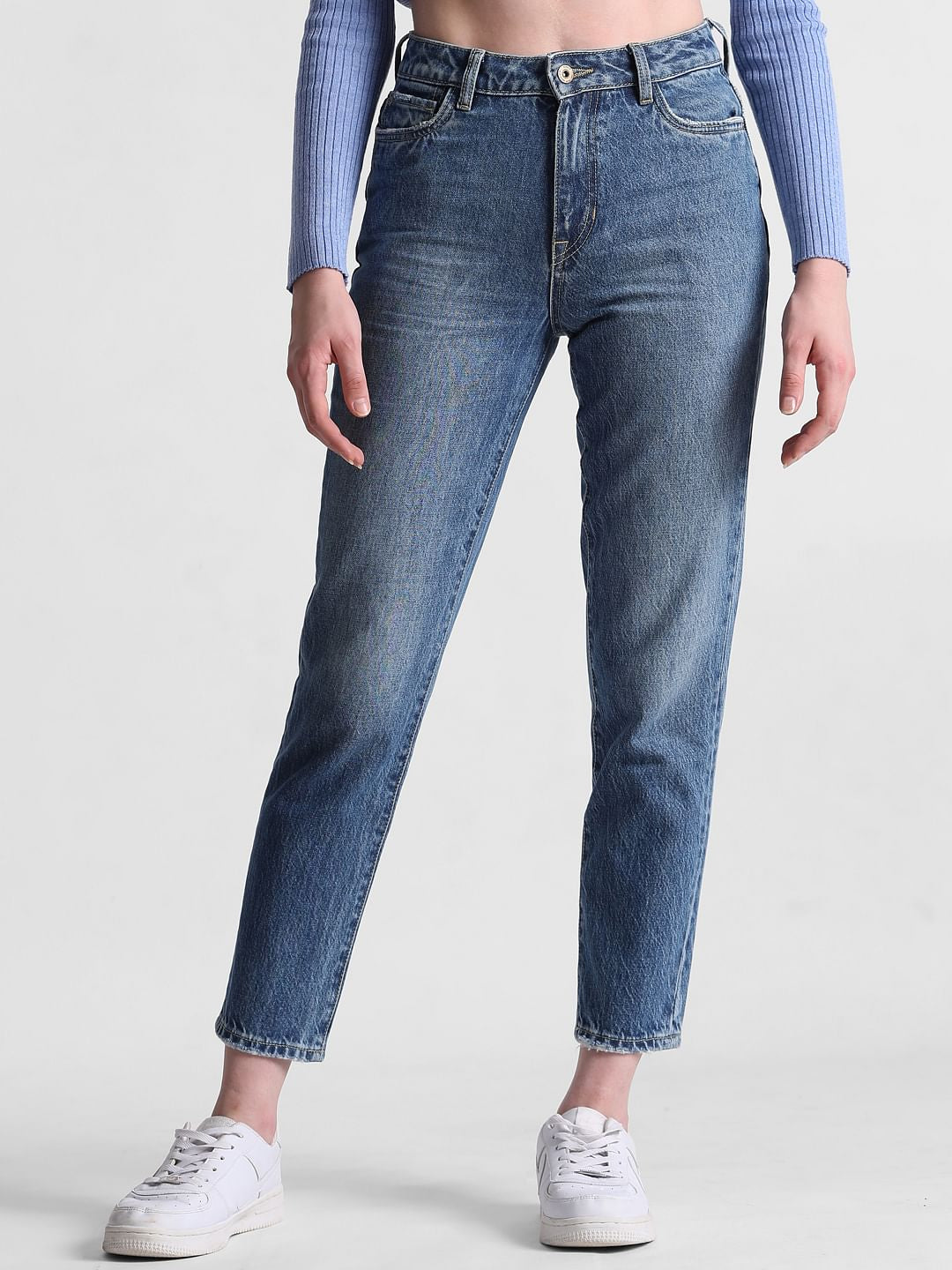 Blue High Rise Erin Straight Fit Jeans