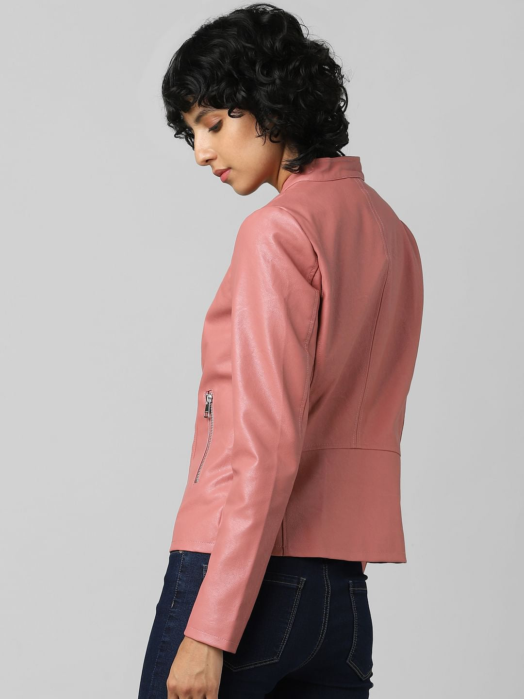 Pink Faux Leather Jacket