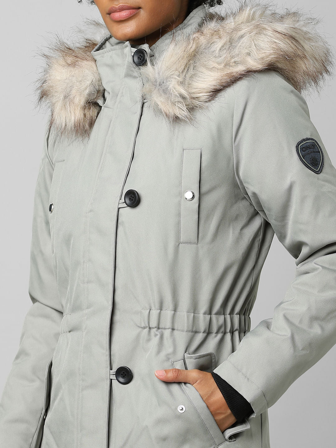 Green Fur Hooded Parka Jacket