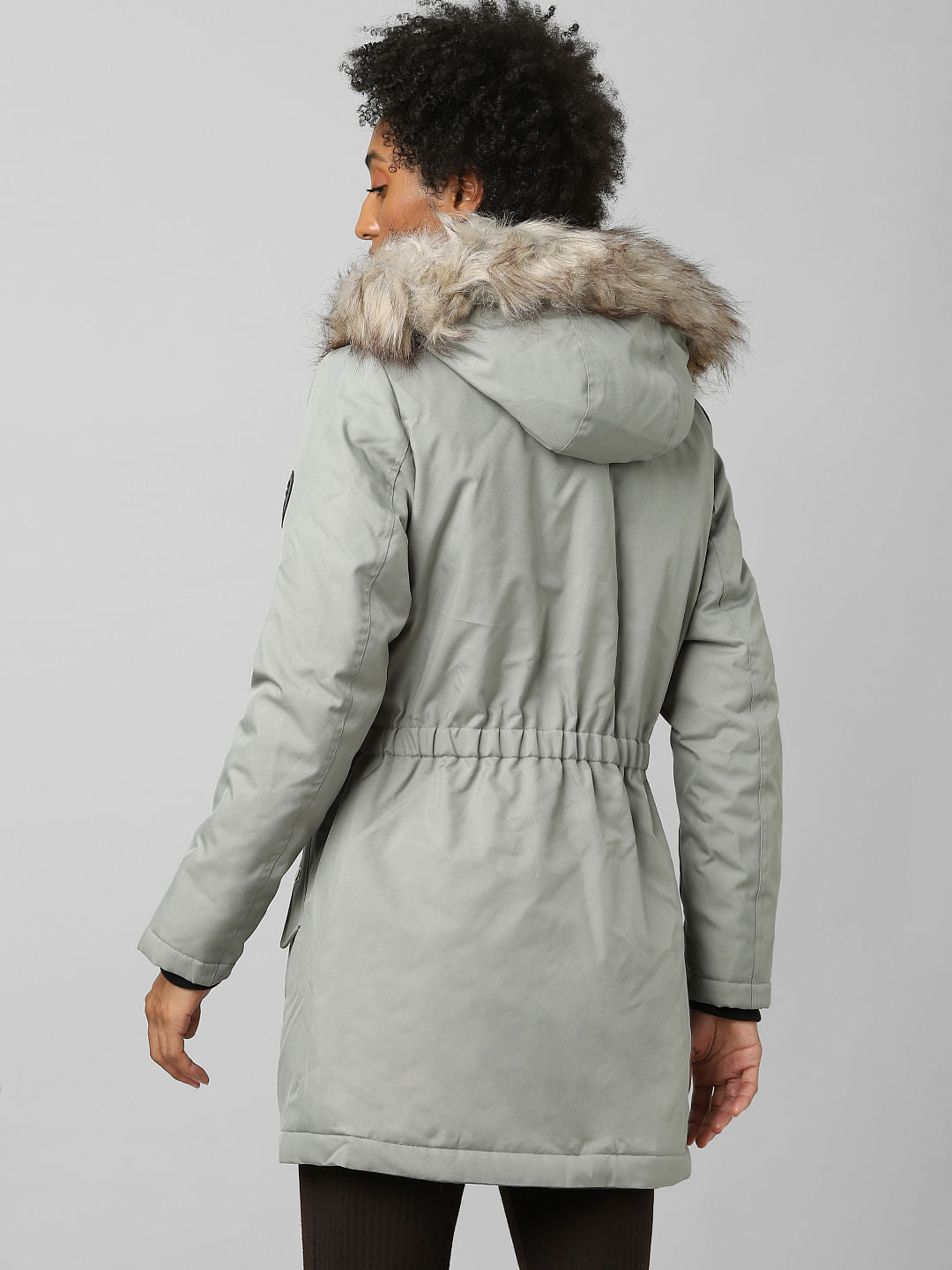 Green Fur Hooded Parka Jacket