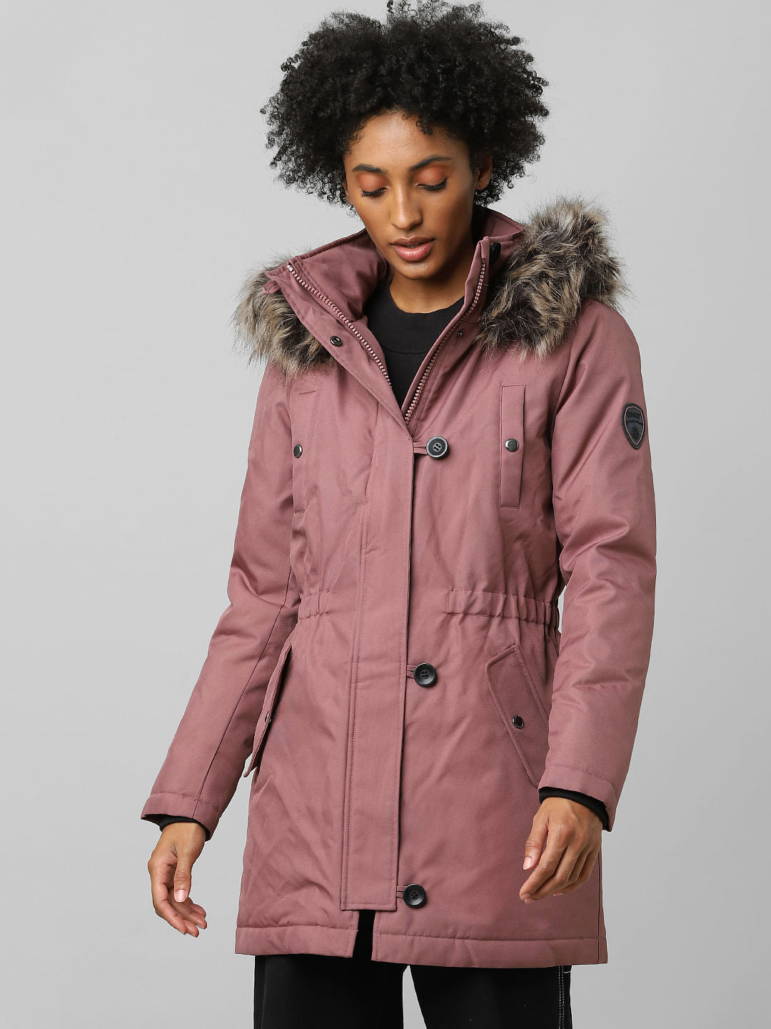 Brown Fur Hooded Parka Jacket