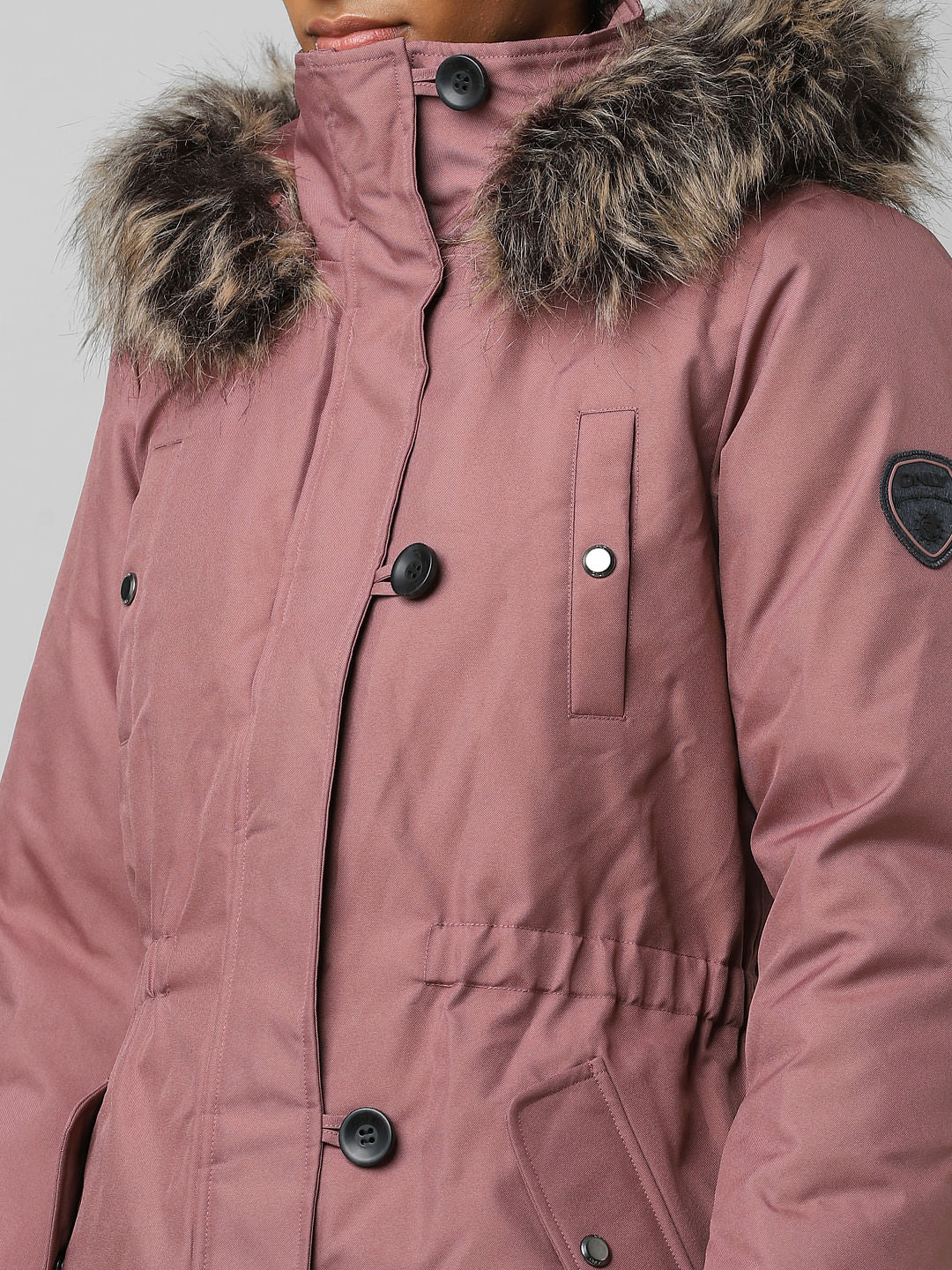 Brown Fur Hooded Parka Jacket