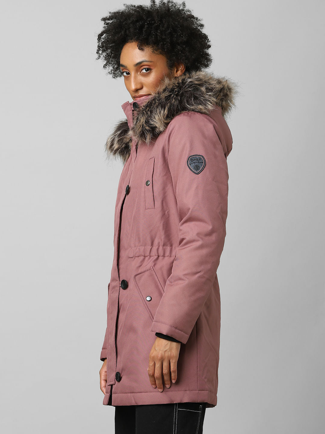Brown Fur Hooded Parka Jacket