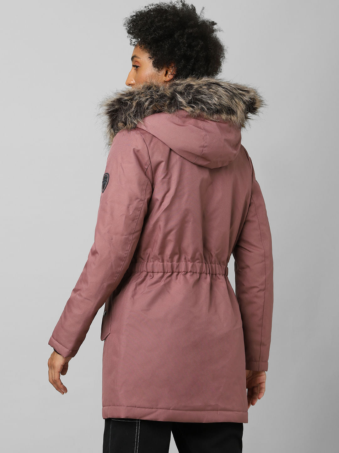 Brown Fur Hooded Parka Jacket