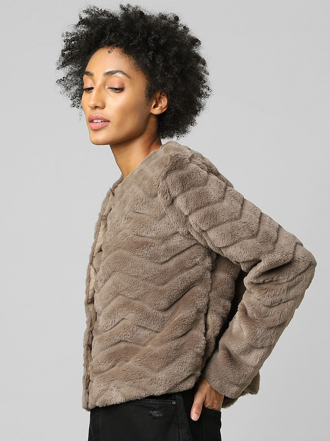 Brown Faux Fur Jacket