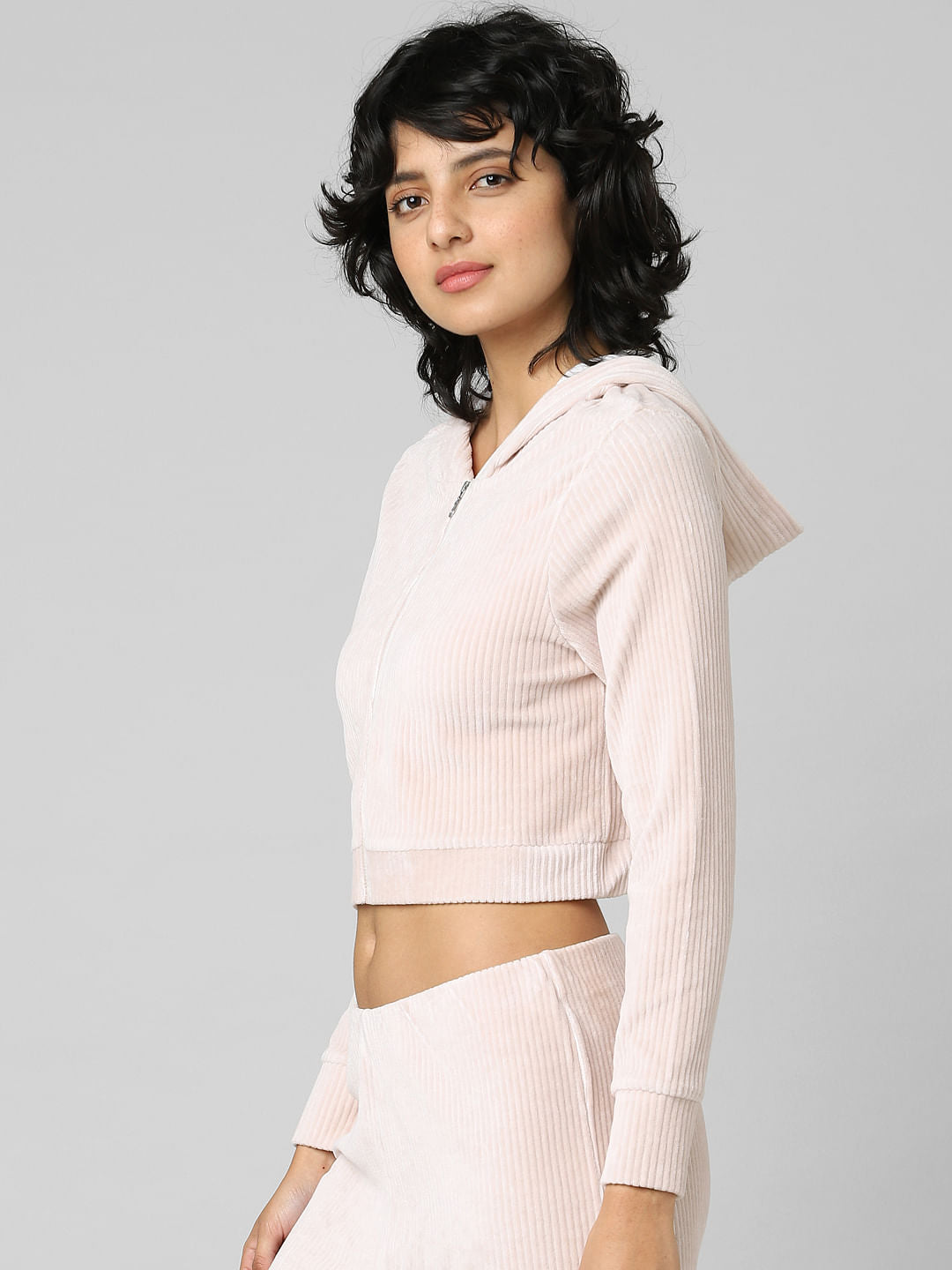 Light Pink Zip-Up Co-Ord Hoodie