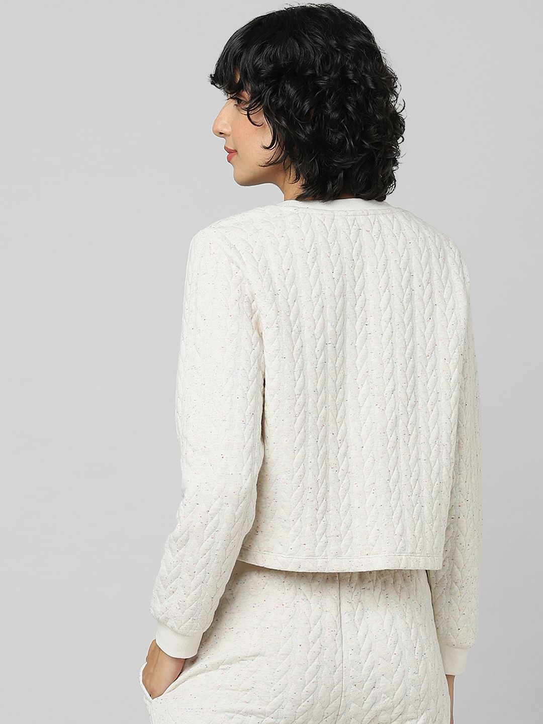 Beige Structured Co-Ord Sweatshirt