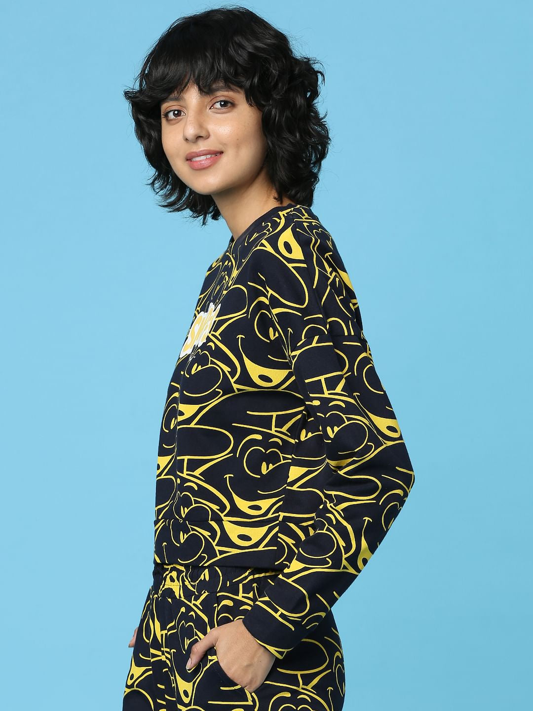 The Smurfs   X Only Navy Blue Printed Co-Ord Sweatshirt