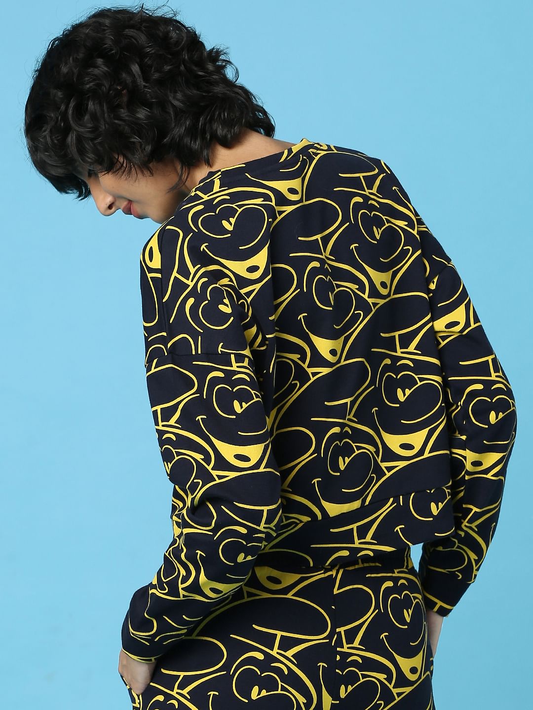 The Smurfs   X Only Navy Blue Printed Co-Ord Sweatshirt