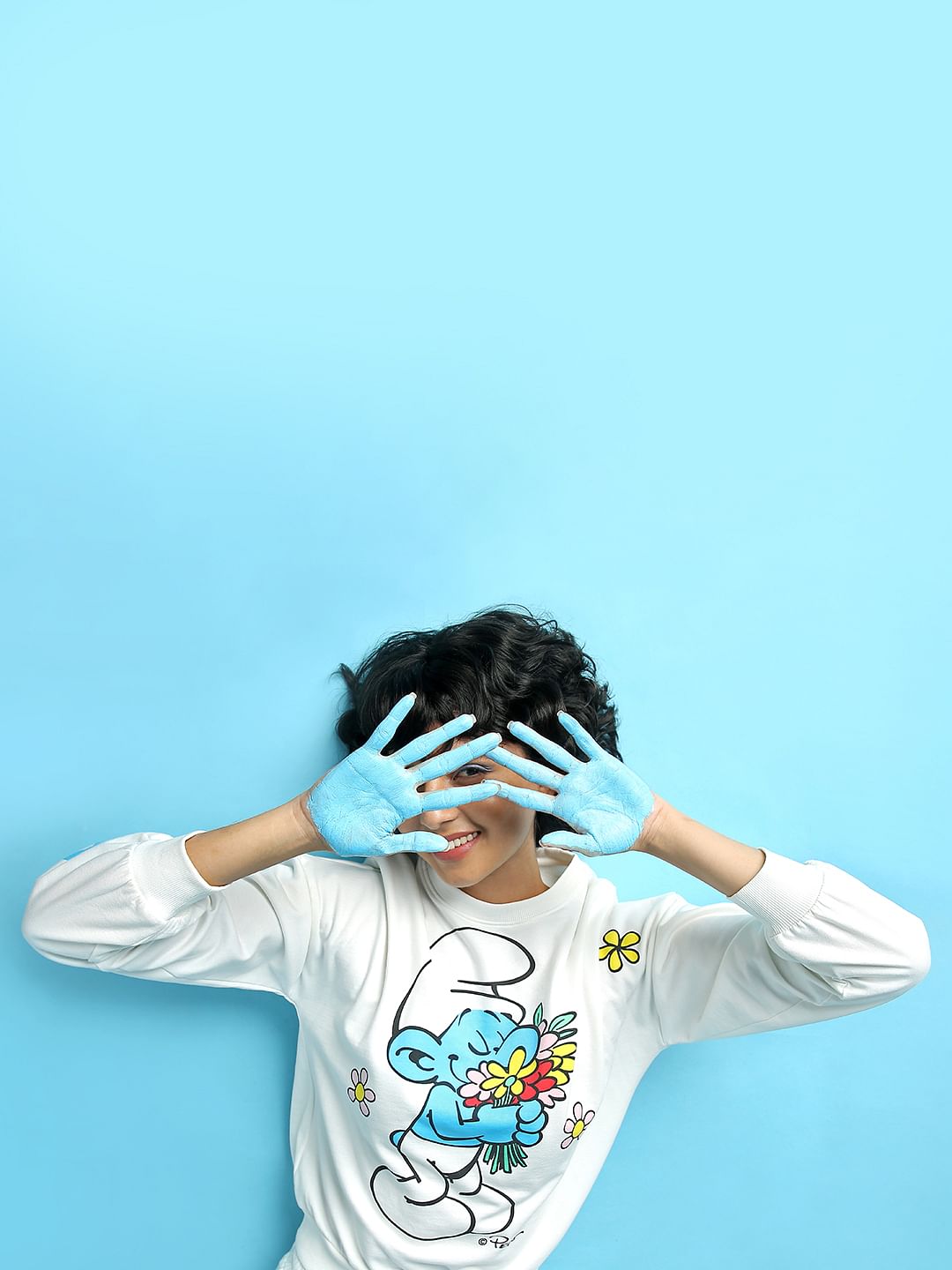 The Smurfs   X Only White Printed Co-Ord Sweatshirt