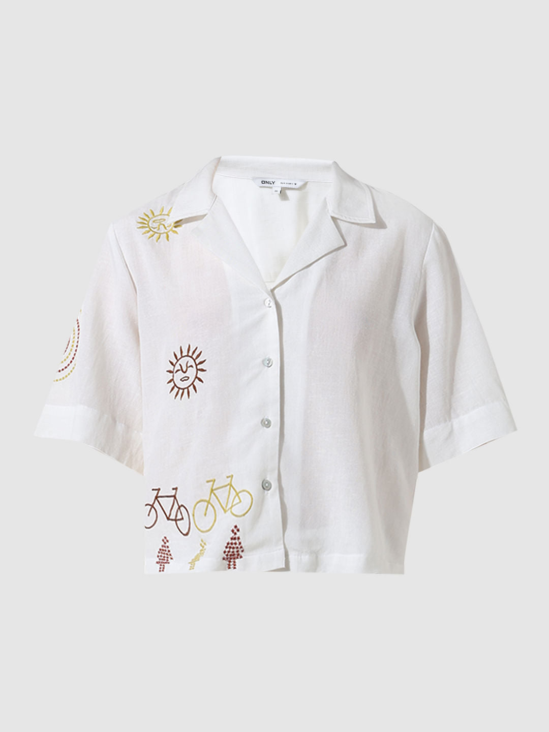 White Embroidered Co-Ord Set Shirt