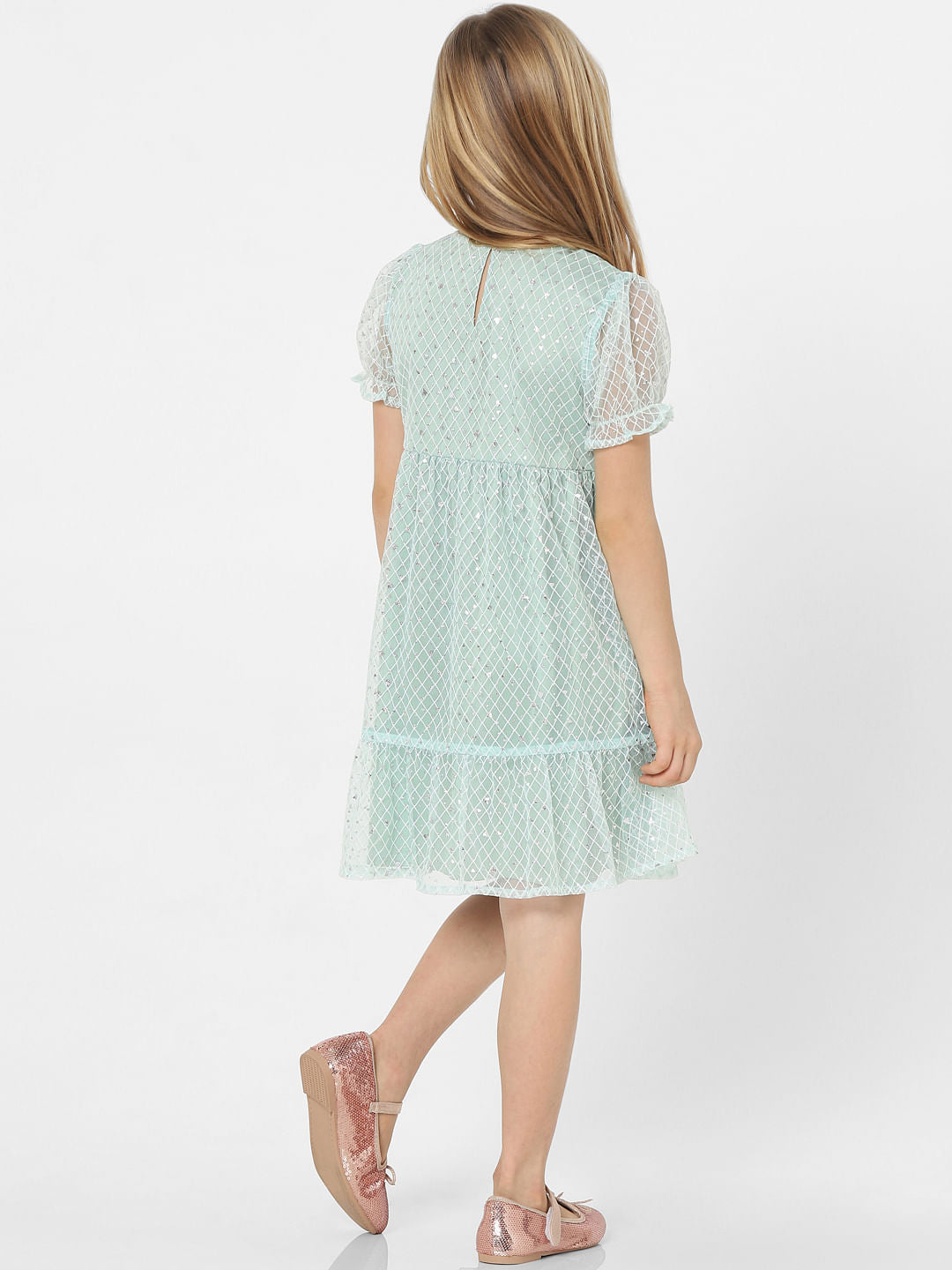 Green Embellished Fit & Flare Dress