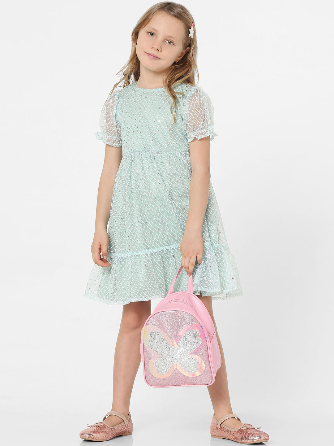 Green Embellished Fit & Flare Dress