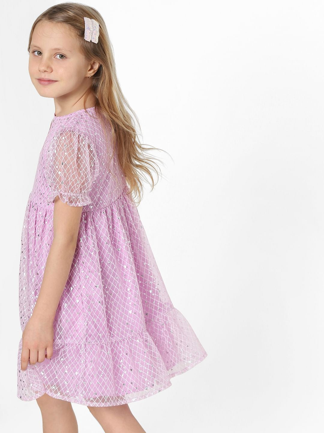 Purple Embellished Fit & Flare Dress