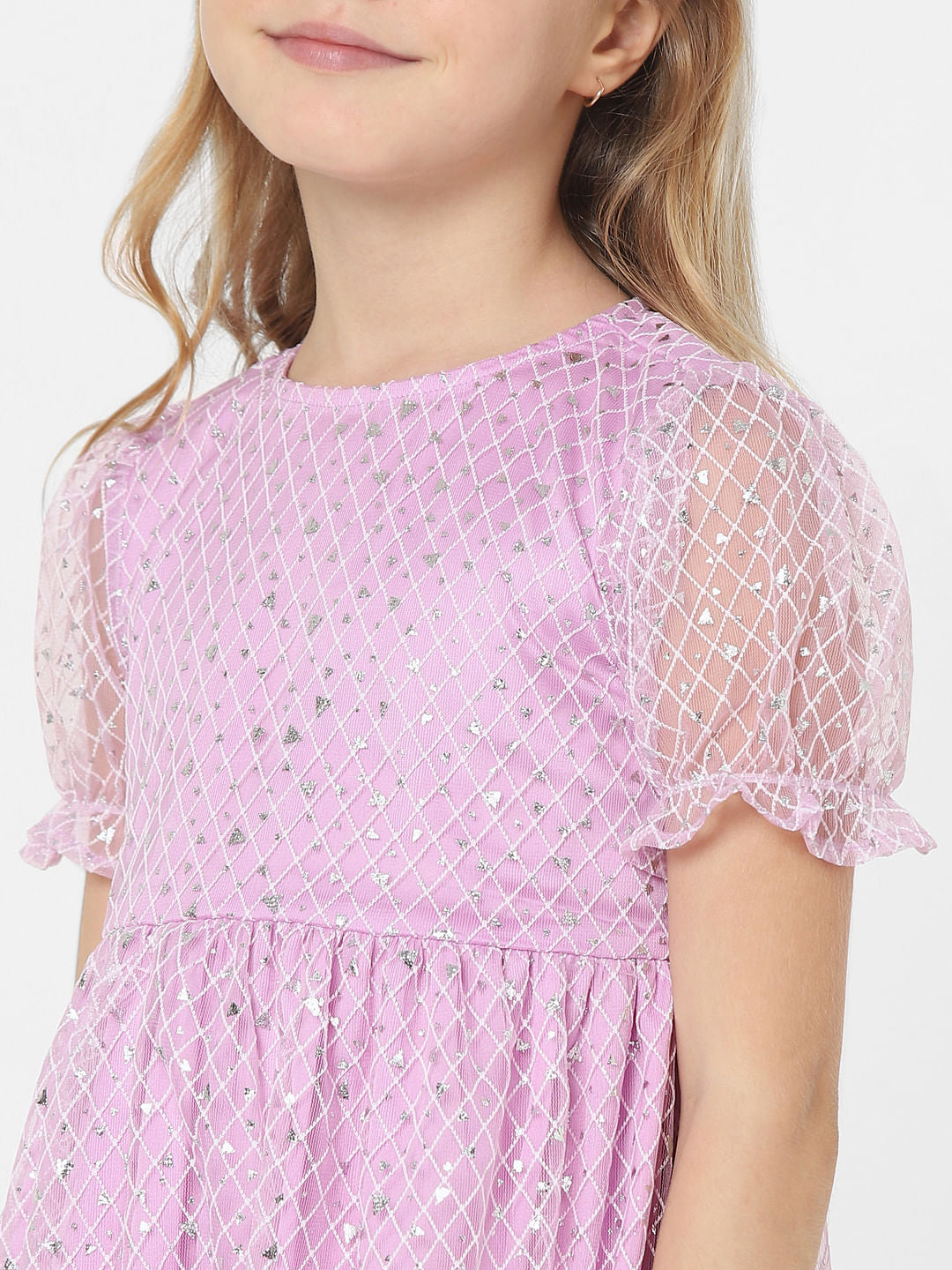 Purple Embellished Fit & Flare Dress