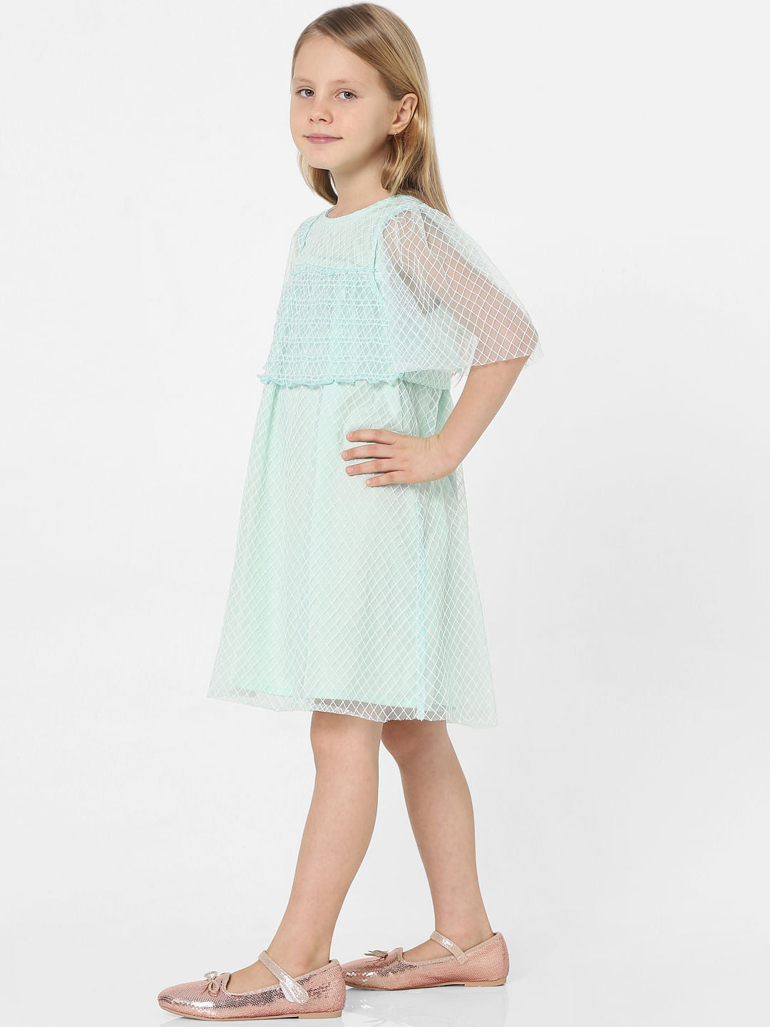 Green Textured Fit & Flare Dress