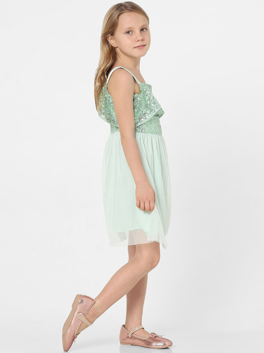 Green Sequin Off-Shoulder Dress