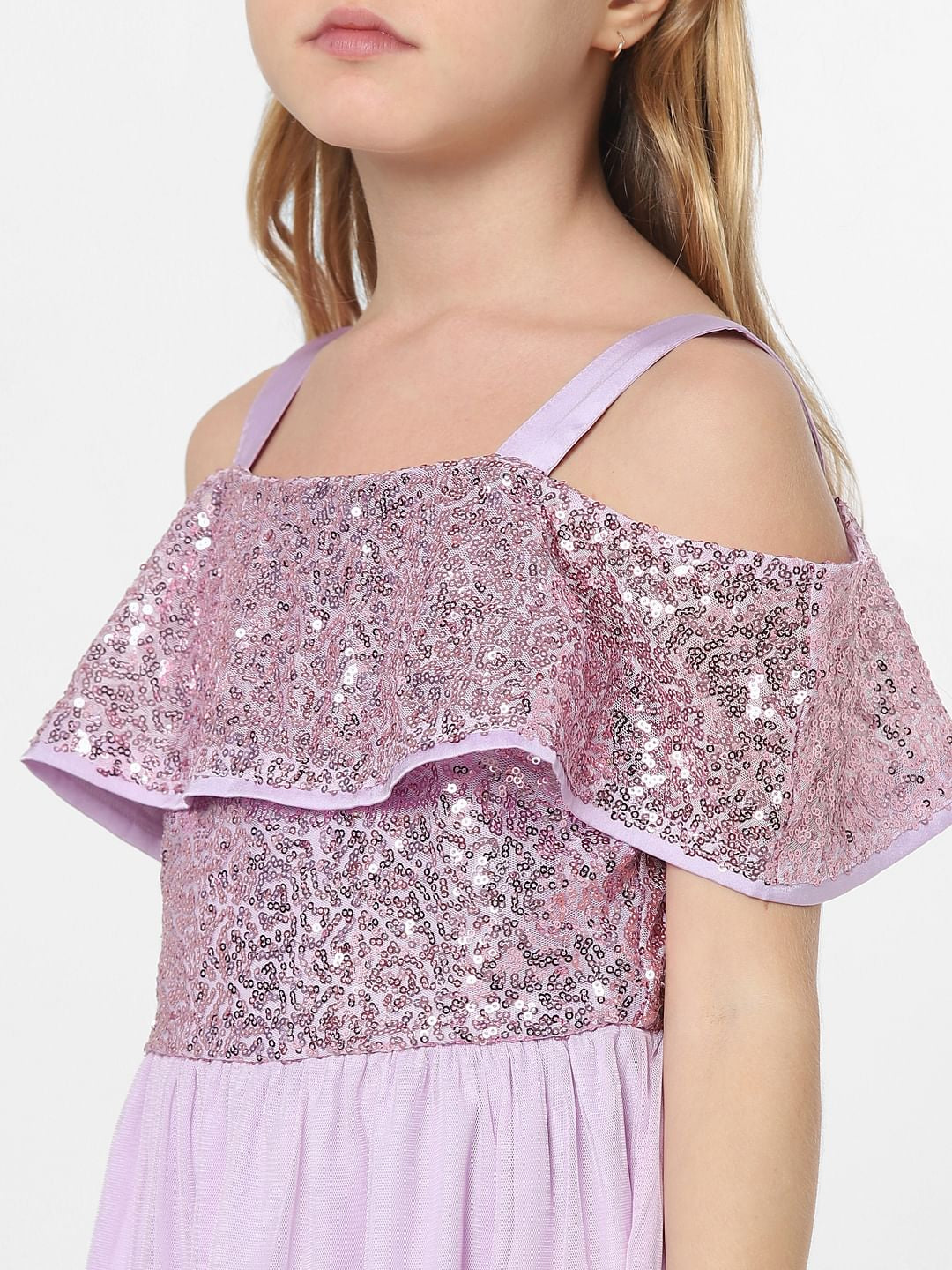 Purple Sequin Off-Shoulder Dress