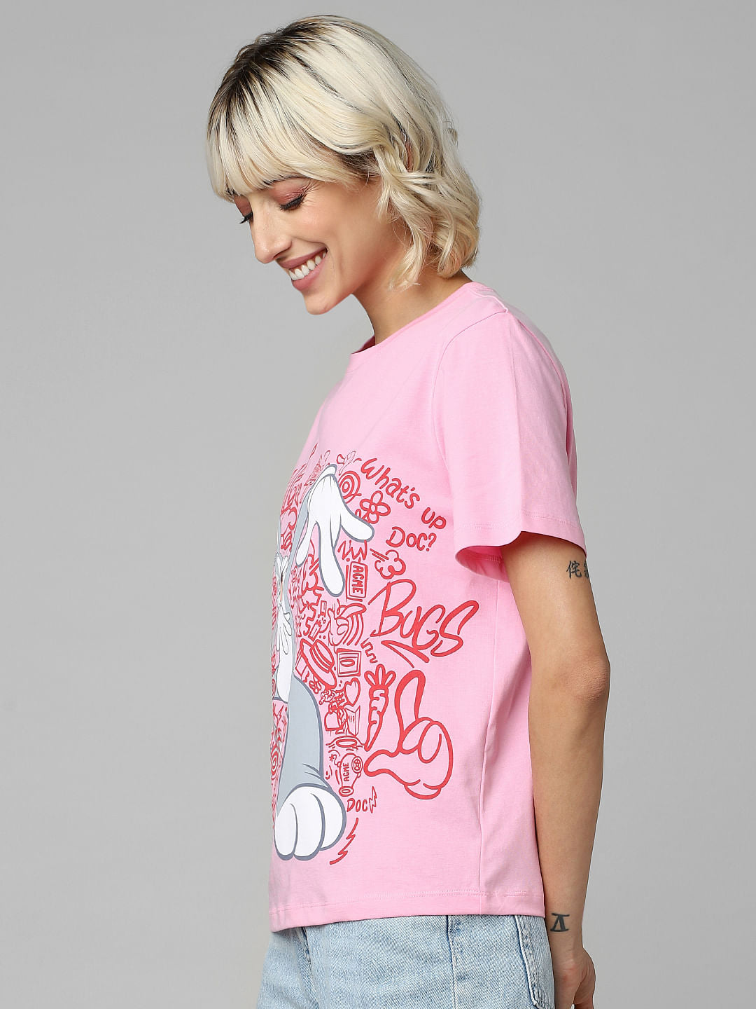 Only X Looney Tunes Pink Printed T-Shirt