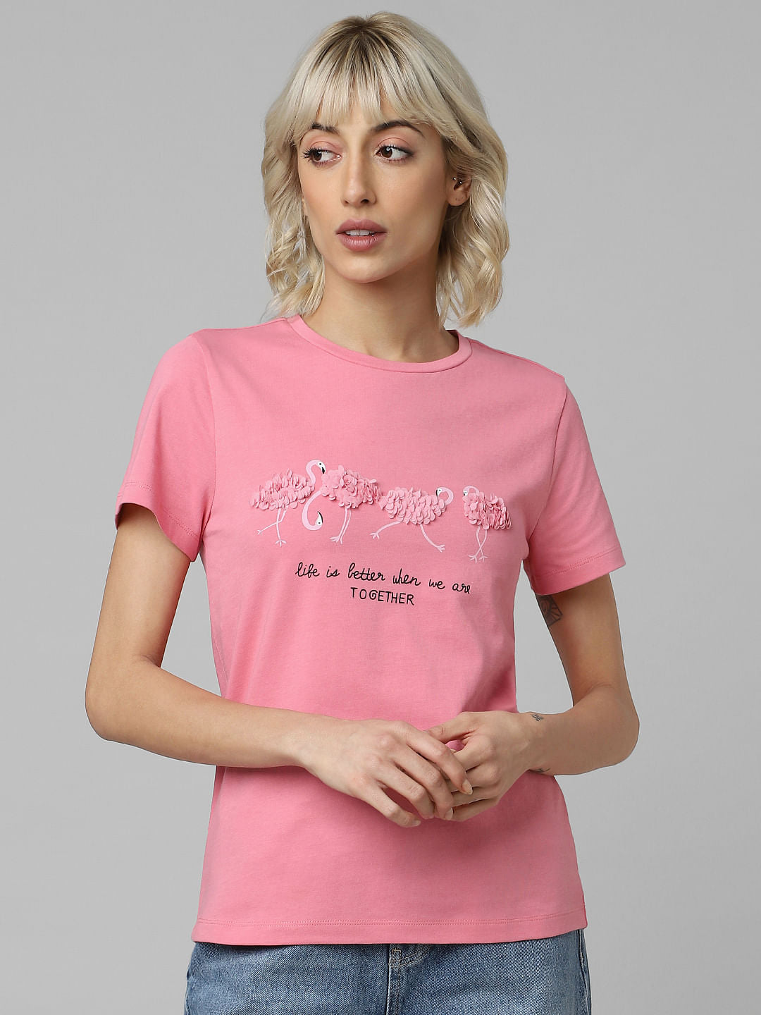 Pink Embellished T-Shirt