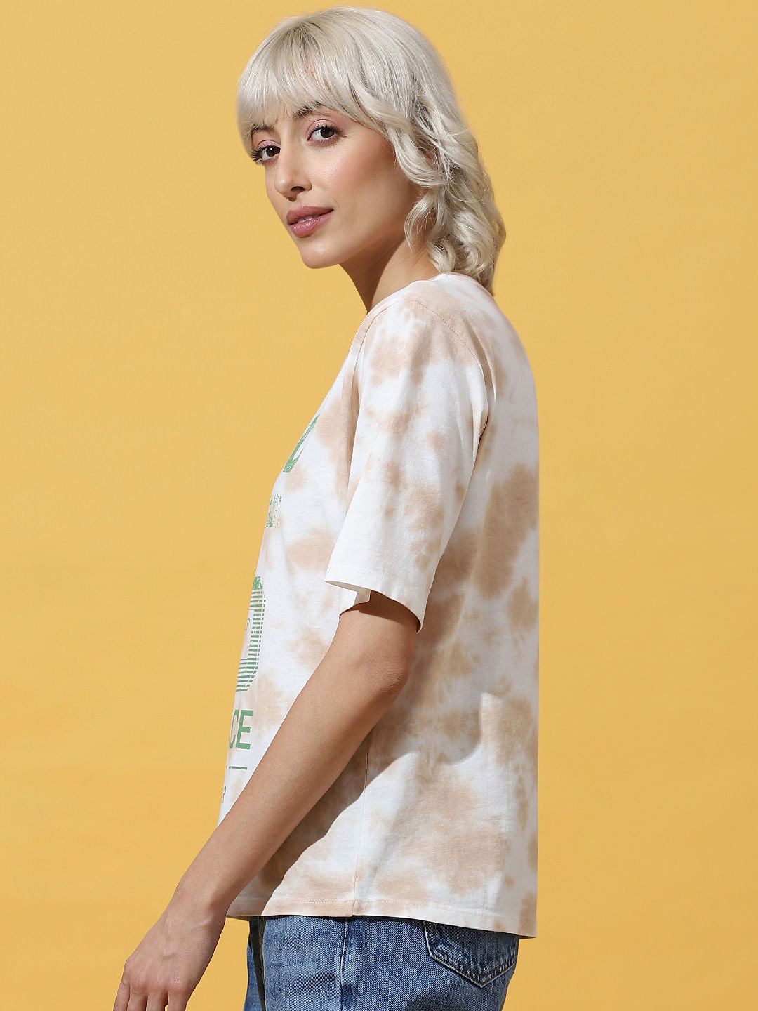 White Tie-Dye Printed T-Shirt