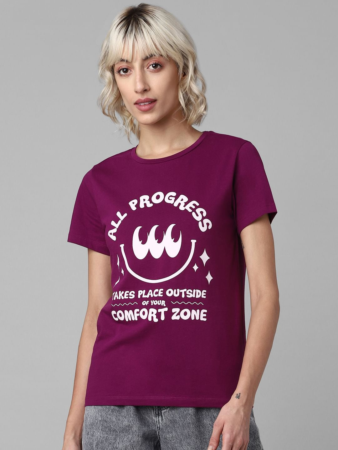 Plum Chest Print T-Shirt