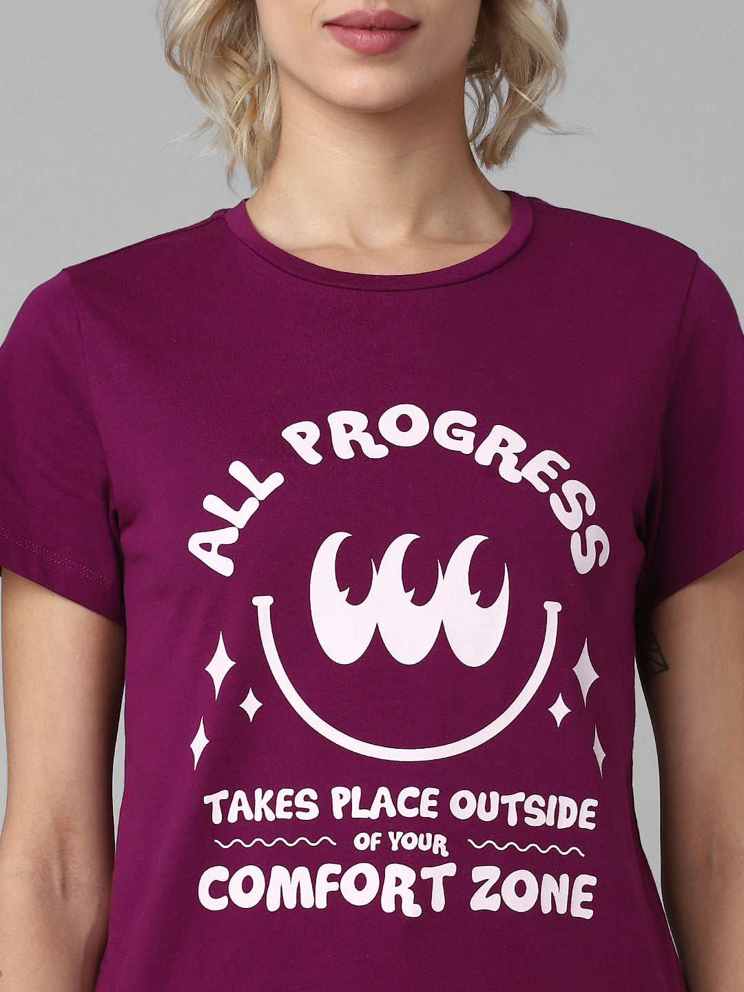 Plum Chest Print T-Shirt