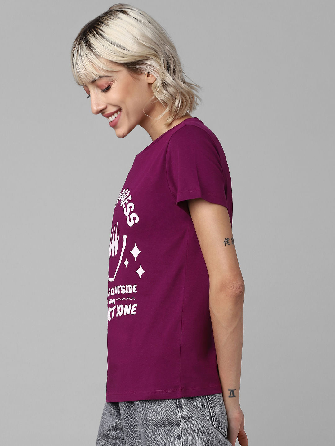 Plum Chest Print T-Shirt