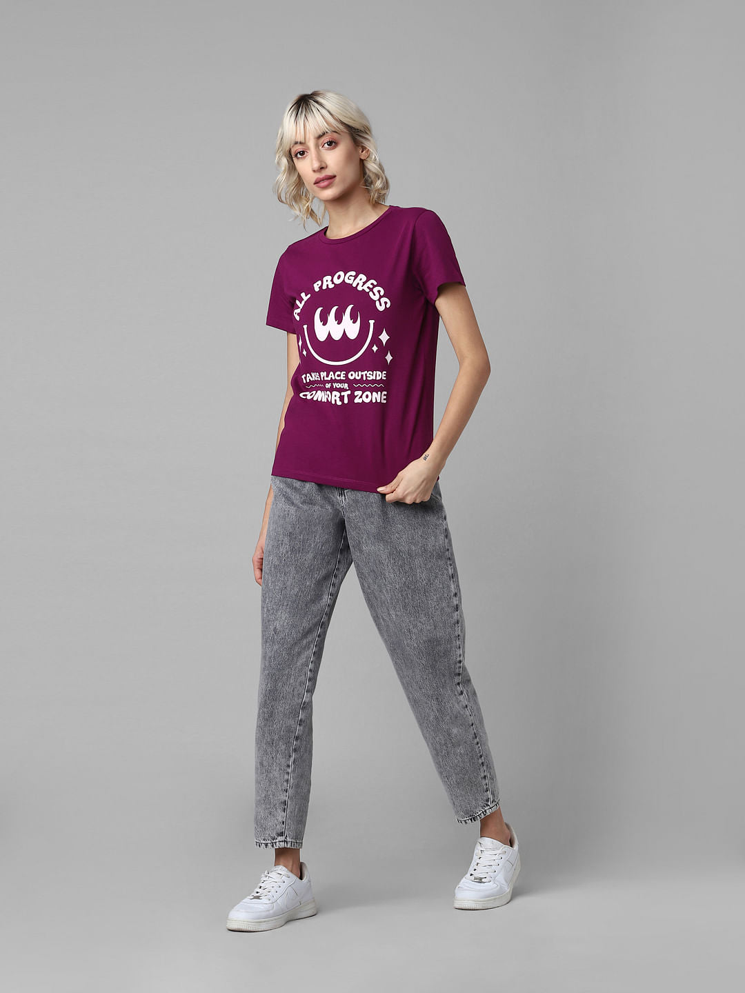 Plum Chest Print T-Shirt