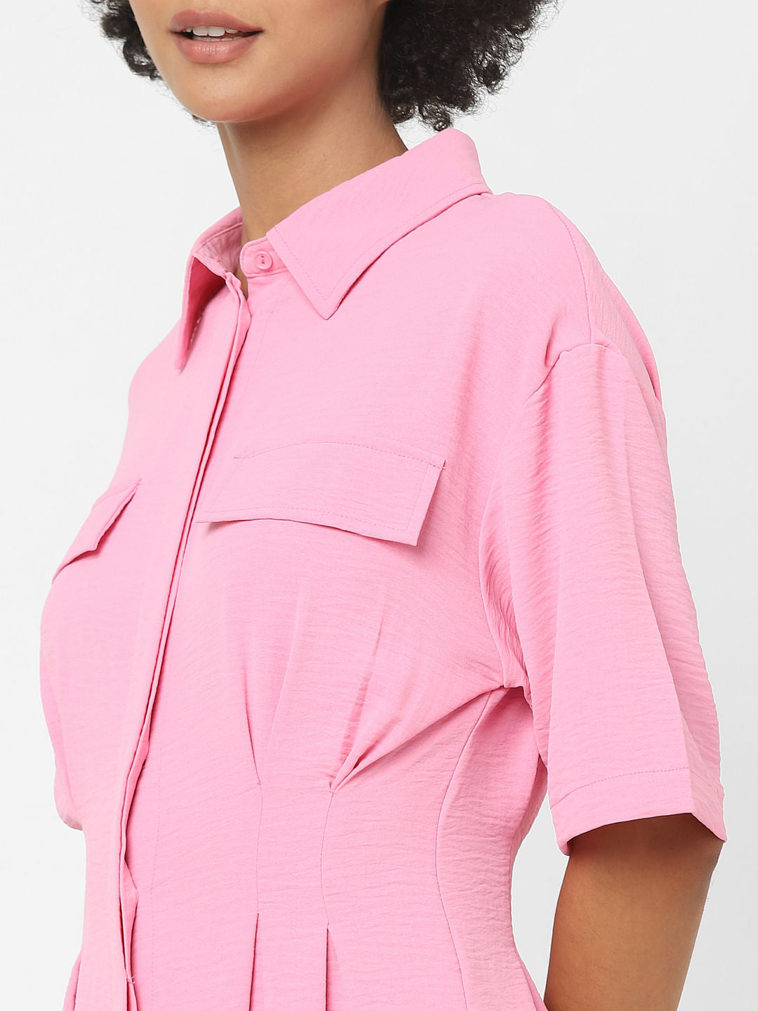 Pink Utility Shirt Dress