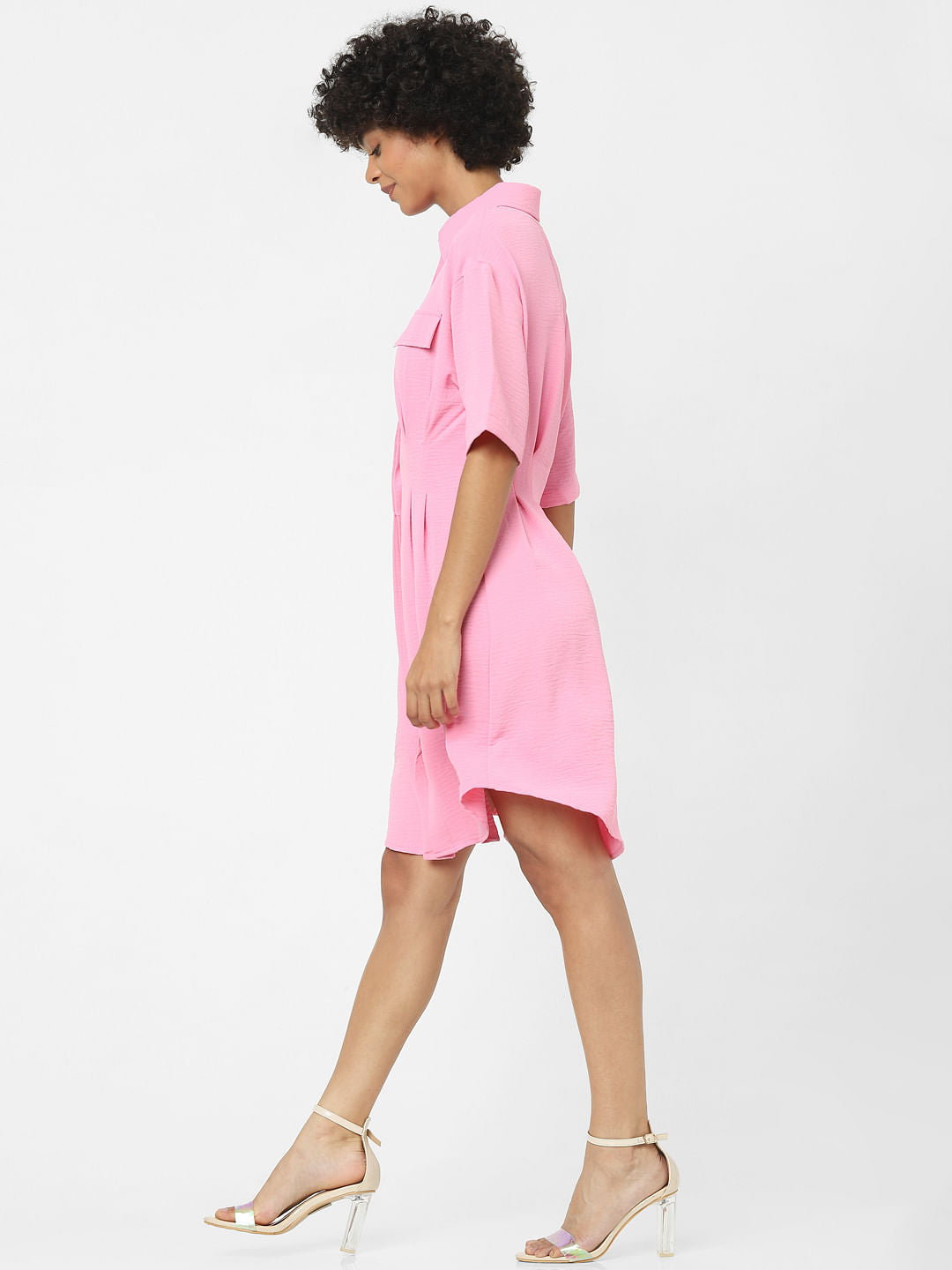 Pink Utility Shirt Dress
