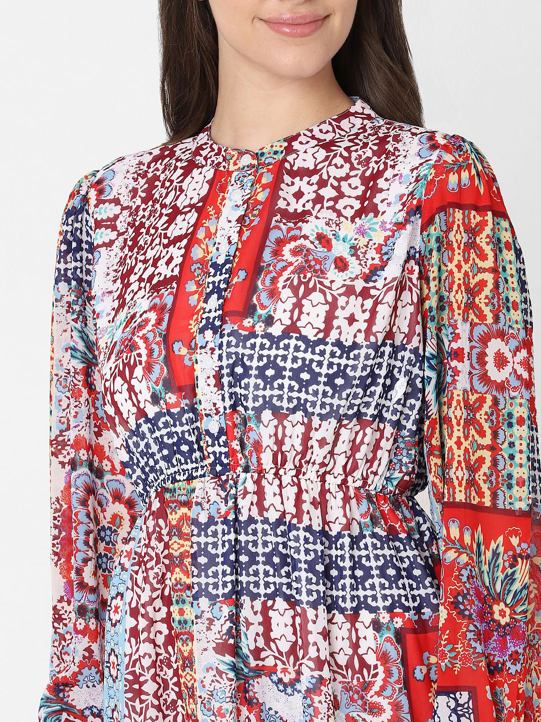 Blue Printed Midi Dress