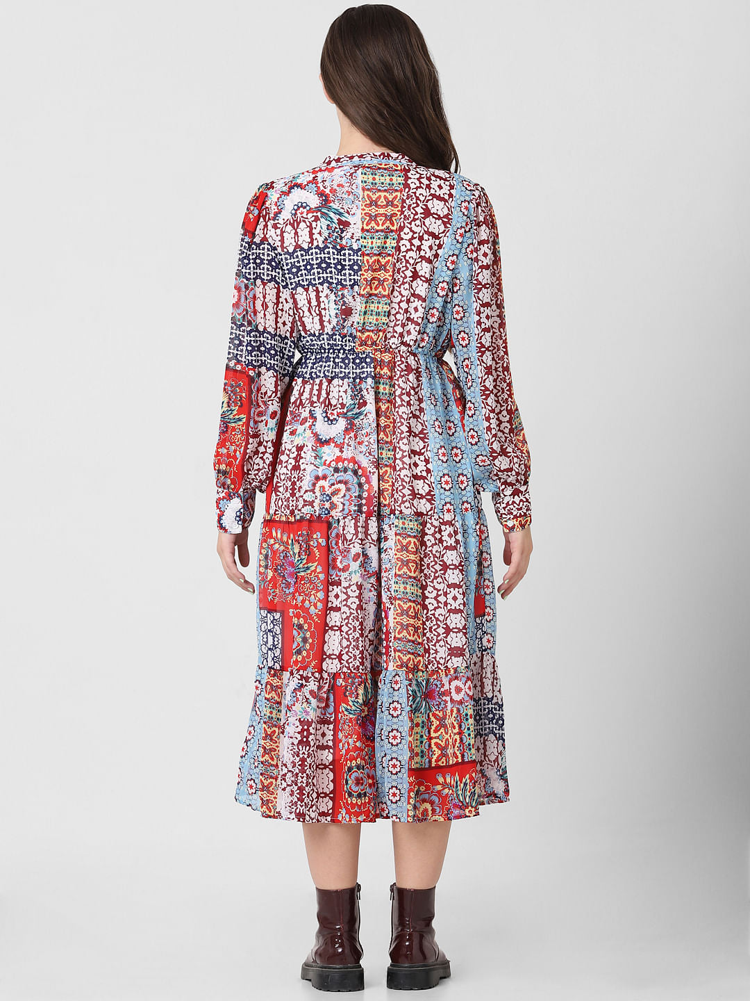 Blue Printed Midi Dress