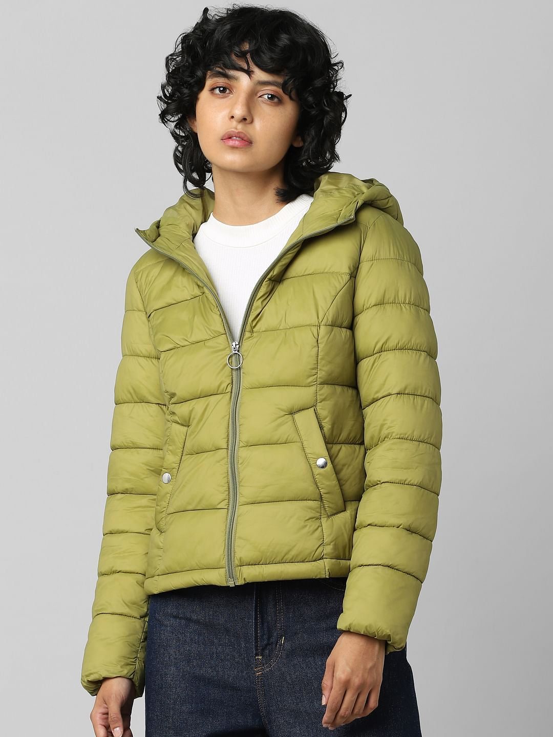 Green Hooded Puffer Jacket