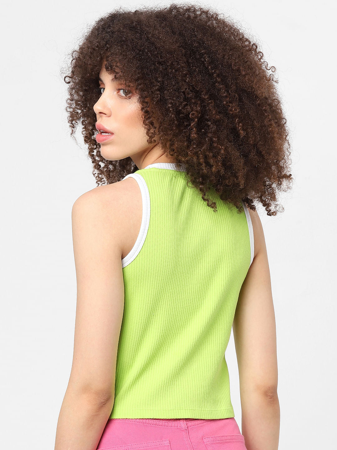 Green Ribbed Vest Top